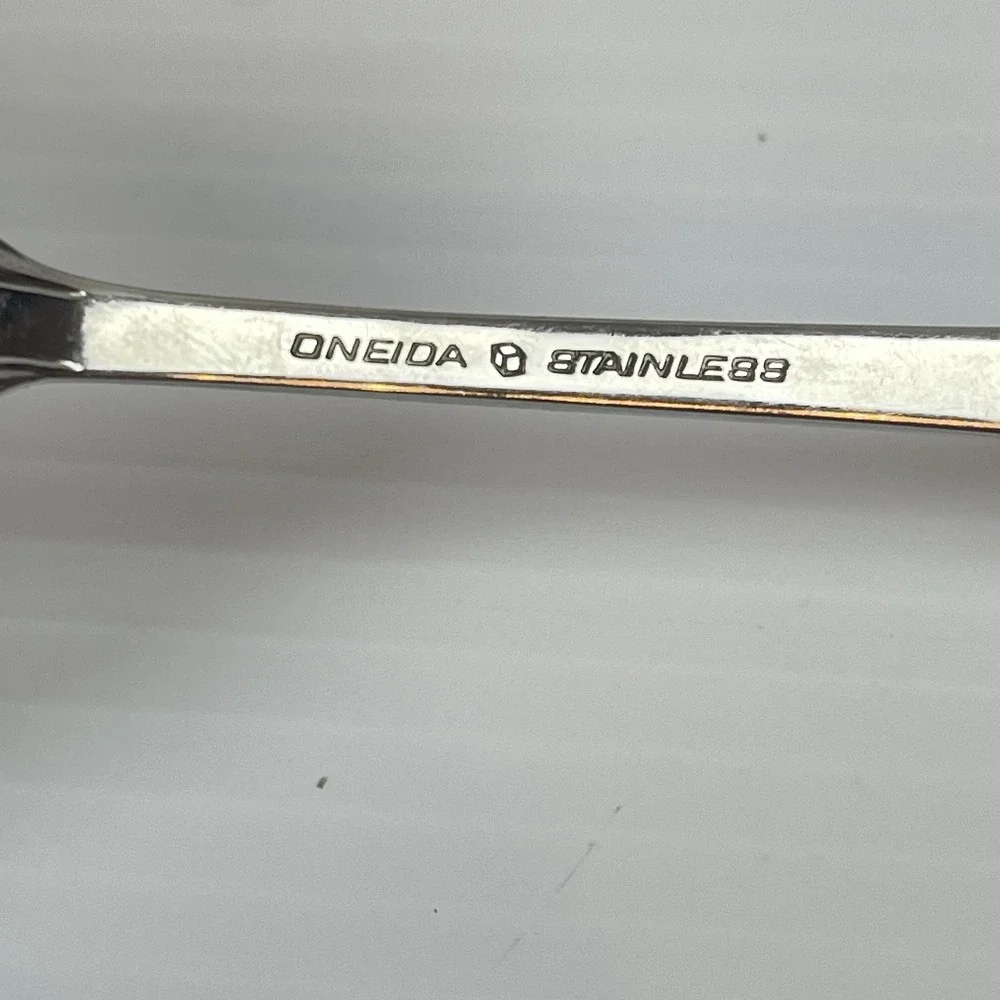 Oneida SHELLEY Cube Stainless Steel Flatware Floral Lot 6 Serving Fork Spoons